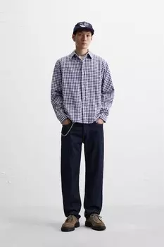 Рубашка в клетку ZARA, лиловый