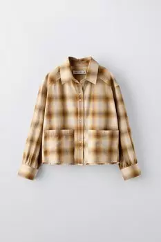 Рубашка в клетку ZARA, охра