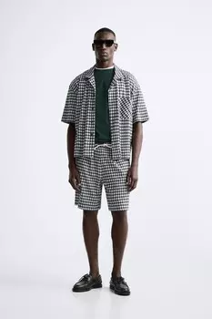 Рубашка в клетку ZARA, разноцветный