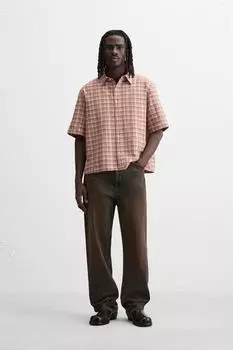 Рубашка в клетку ZARA, розовый