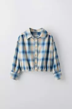 Рубашка в клетку ZARA, синий