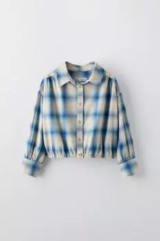 Рубашка в клетку ZARA, синий