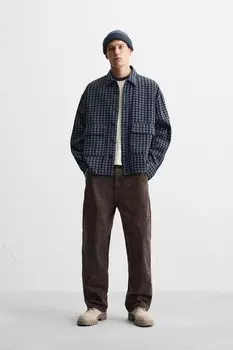Рубашка в клетку ZARA, синий