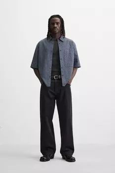 Рубашка в клетку ZARA, синий