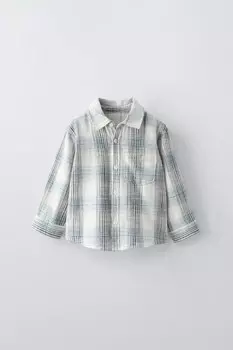 Рубашка в клетку ZARA, синий/белый