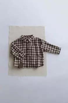 Рубашка в клетку ZARA, светлый хаки