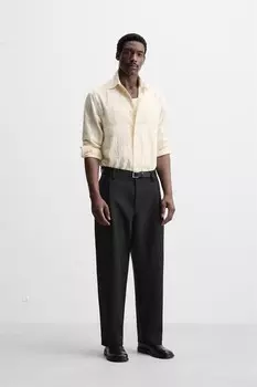 Рубашка в клетку ZARA, устрично-белый