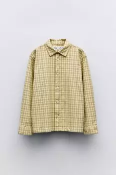 Рубашка в клетку ZARA, желтый