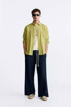Рубашка в клетку ZARA, желтый