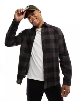 Рубашка в коричнево-черную клетку в клетку Jack & Jones Essentials