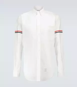 Рубашка в крупный рубчик с нарукавной повязкой Thom Browne, белый