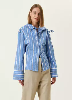 Рубашка в кружевную полоску с синим воротником Jacquemus