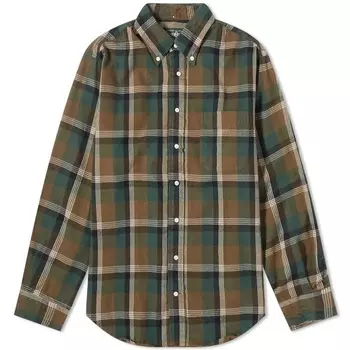 Рубашка в лохматую клетку на пуговицах Gitman Vintage, коричневый