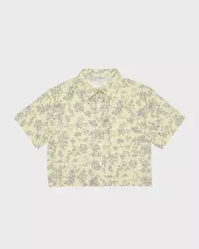 Рубашка в мелкую клетку для девочек с цветочным принтом Golden Goose, цвет Lemonade Eclipse