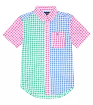 Рубашка в мелкую клетку из хлопка Polo Ralph Lauren, разноцветный