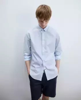 Рубашка в микроклетку Sfera, голубой