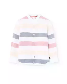 Рубашка в полоску для мальчиков с мандариновым воротником Boboli, многоцветный