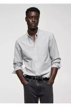 Рубашка в полоску из 100 % хлопка Кодак Mango, хаки