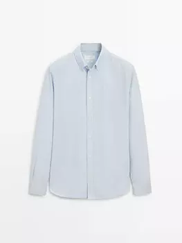 рубашка в полоску из 100% хлопка Massimo Dutti, голубой