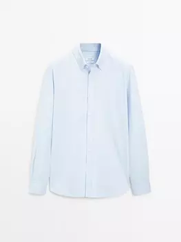 Рубашка в полоску из 100% хлопка Massimo Dutti, голубой