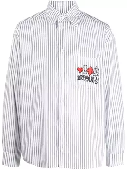 Рубашка в полоску из хлопка с вышивкой логотипа РАССВЕТ, белый