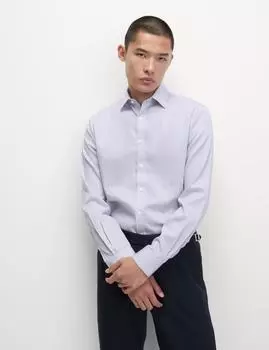 Рубашка в полоску из хлопка Slim Fit Ultimate Non Iron Marks & Spencer, белый/темно-синий