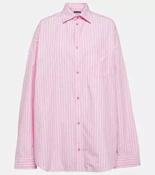 Рубашка в полоску из хлопкового поплина Balenciaga, красный