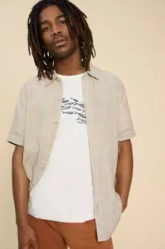 Рубашка в полоску из льна пемброк White Stuff, бежевый