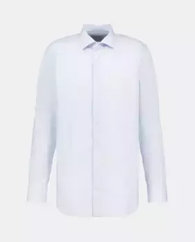 Рубашка в полоску из поплина без железа Emidio Tucci, светло-голубой