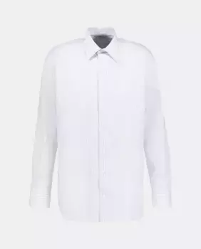 Рубашка в полоску из поплина без железа Emidio Tucci, светло-голубой