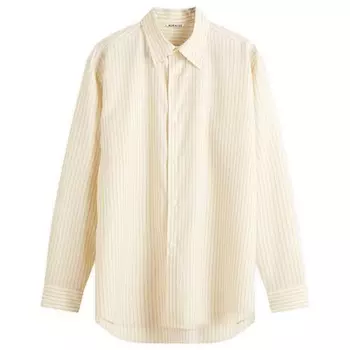 Рубашка в полоску из супертонкой шерсти Auralee, белый