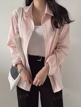 Рубашка в полоску Kpop, пуговицы спереди Dazy, розовый