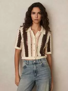 Рубашка в полоску от рони Reiss, цвет Cream/Brown