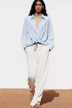 Рубашка в полоску оверсайз ZARA, цвет Blue/White