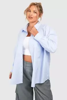 Рубашка в полоску плюс boohoo, синий