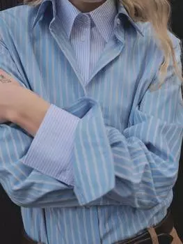 Рубашка в полоску regu Mango, синий/разноцветный