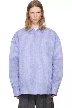 Рубашка в полоску с эффектом мятости Juun.J, синий