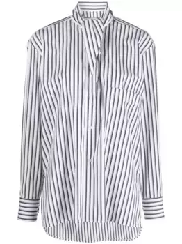 Рубашка в полоску с бантом Plan C, белый