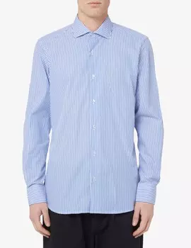 Рубашка в полоску с французским вырезом Sartoria Italiana, синий