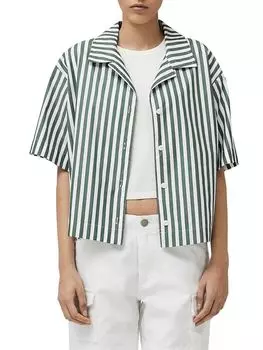 Рубашка в полоску с коротким рукавом Reed Rag & Bone, цвет Green Stripe