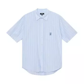 Рубашка в полоску с короткими рукавами свободного кроя Stussy, Голубые полосы