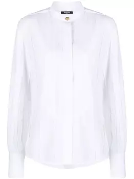 Рубашка в полоску с воротником-стойкой Balmain, белый