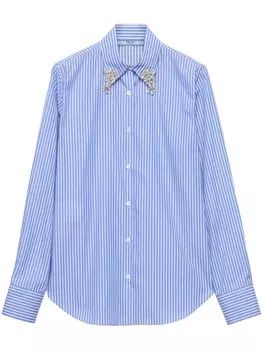 Рубашка в полоску с вышивкой Prada, синий