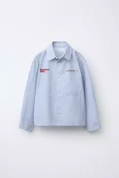 Рубашка в полоску со слоганом ZARA, цвет striped