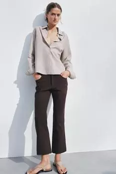 Рубашка в полоску ZARA, цвет Beige-brown