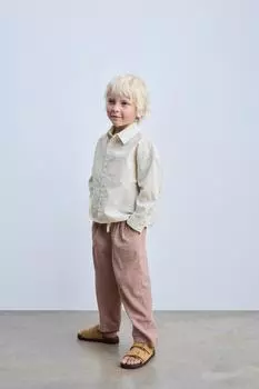 Рубашка в полоску ZARA, цвет Ecru/Black