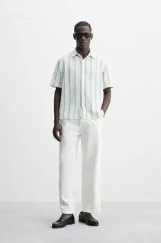 Рубашка в полоску ZARA, небесно-синий