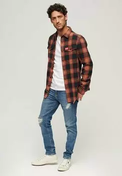 Рубашка в рабочую клетку темно-синего цвета WORKER CHECK Superdry, цвет work check navy