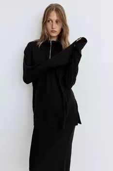Рубашка в рубчик на молнии H&M, черный