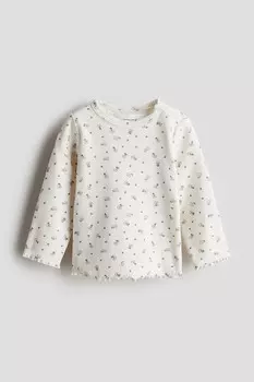 Рубашка в рубчик с длинными рукавами H&M, белый